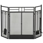 3 Panel Folding Fire Screen With 2 Door Fireplace Accessary