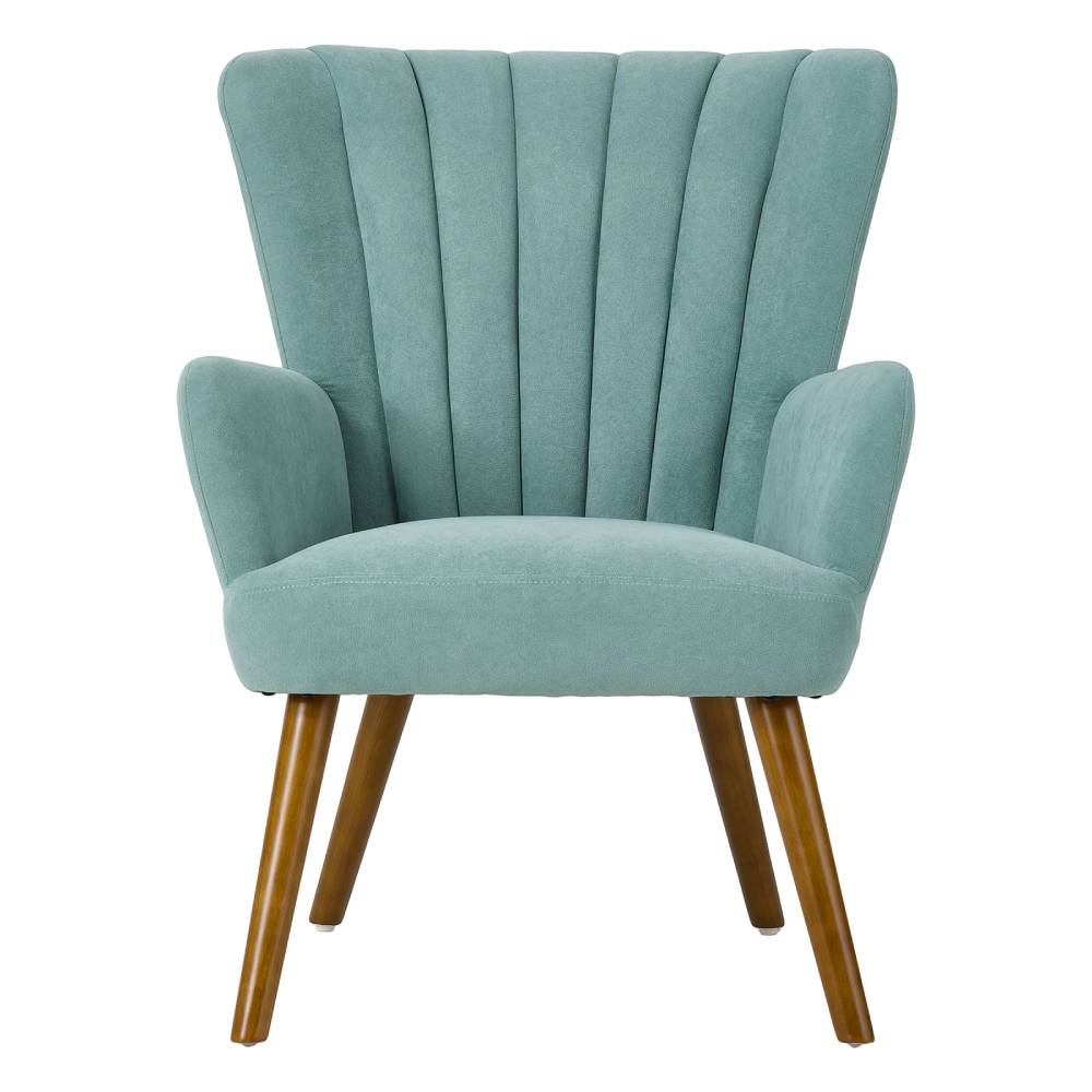 Velvet Upholstered Accent Chair Armchair With Wood Legs | Green
