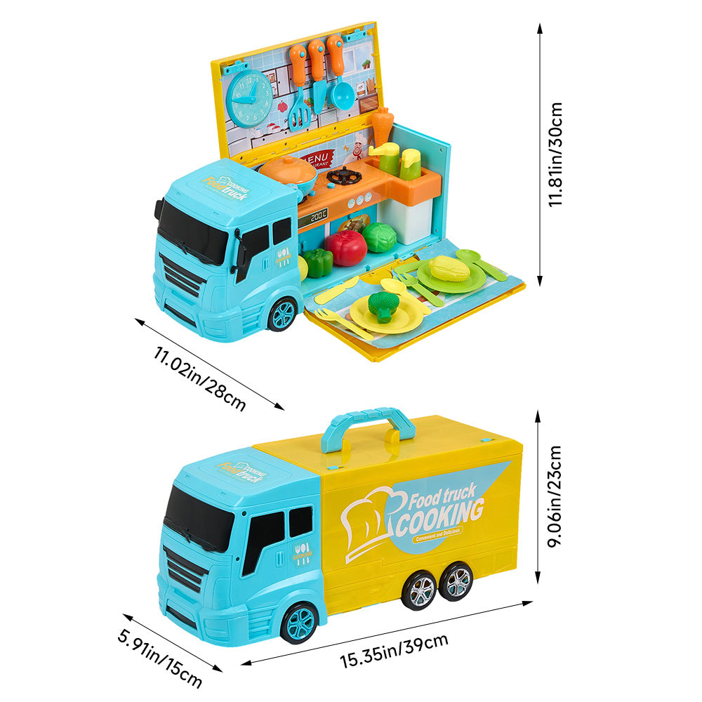 2-in-1 Pretend Play Food Truck Kitchen With Light And Music