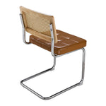 Set Of 2 Rattan And Pu Leather Dining Chairs With Wooden Frame And Metal Legs – Vintage-style | Brown