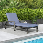 Rattan Wicker Chaise Lounger W/ Adjustable Backrest | Dark Gray