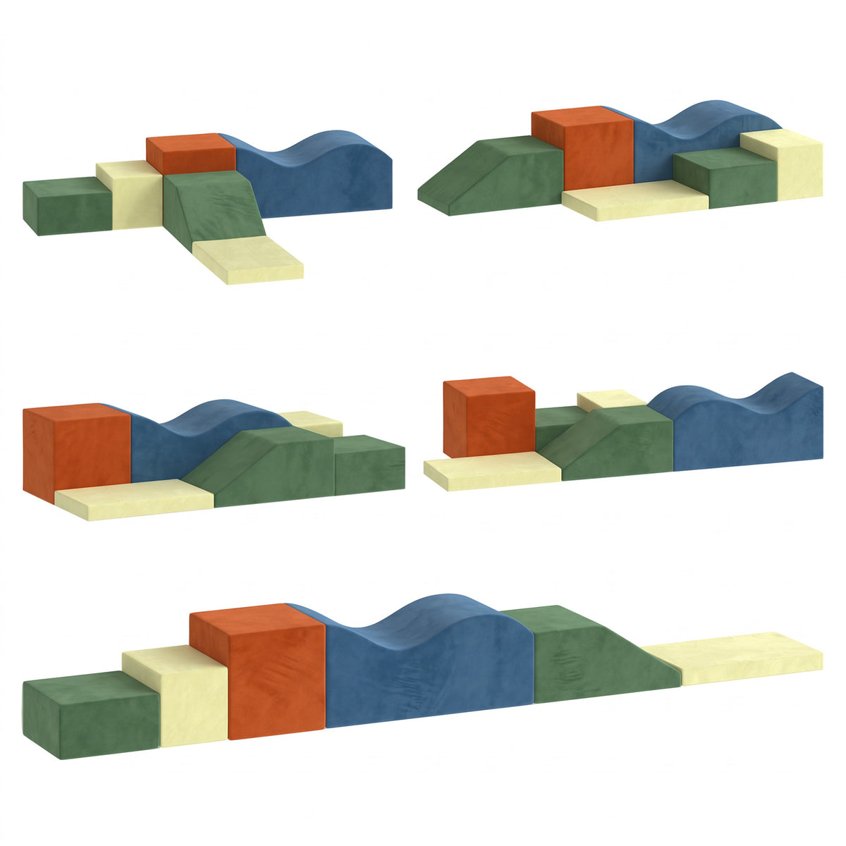Kids Soft Play Set, 6pcs Foam Climbing Blocks With Non-slip Base
