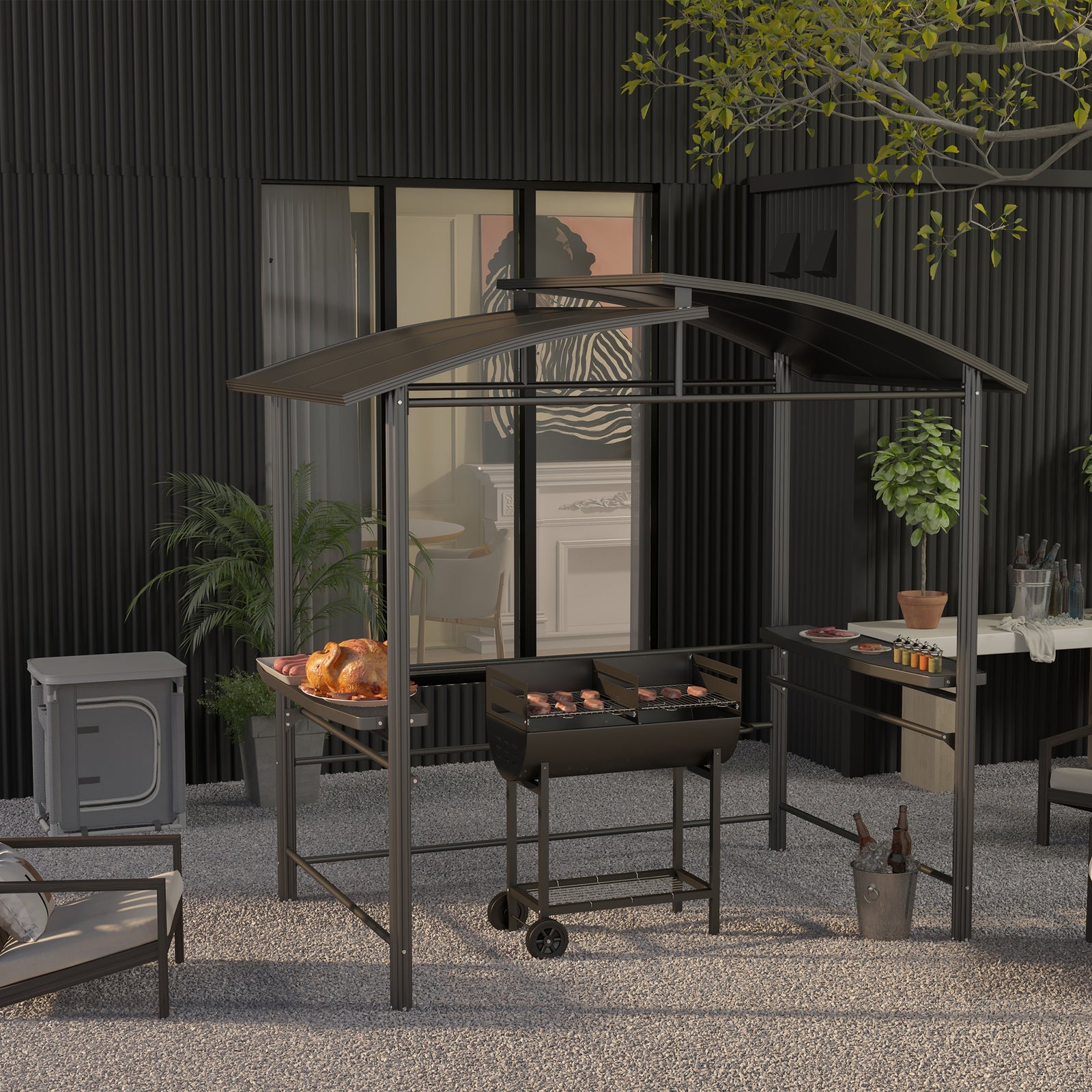 Trolley Charcoal Bbq, Wheels, Black | Black