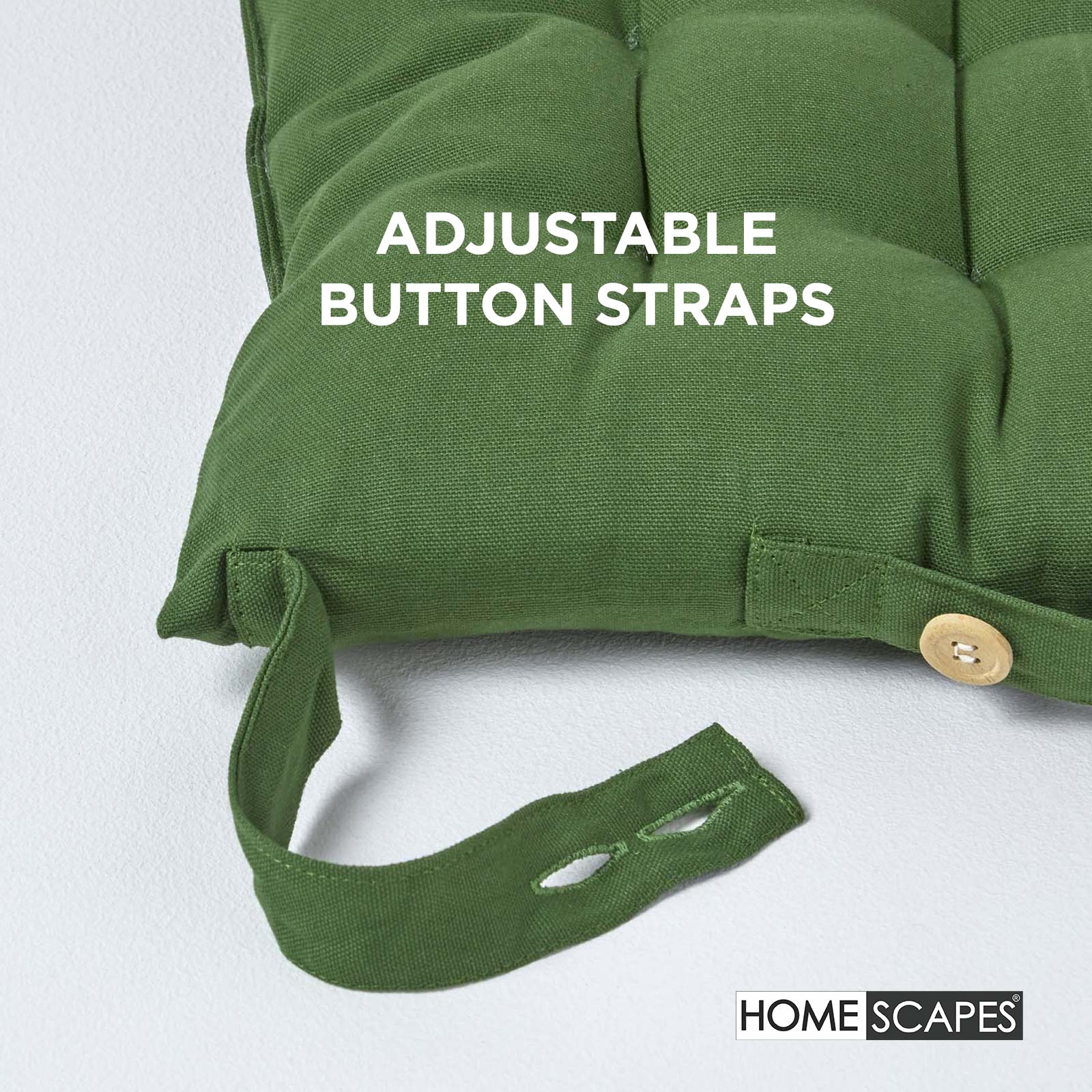 100% Cotton Seat Pads Plain Chair Cushions For Dining Room, Kitchen, Or Outdoor Garden Use | Set-of-1 | Dark Olive
