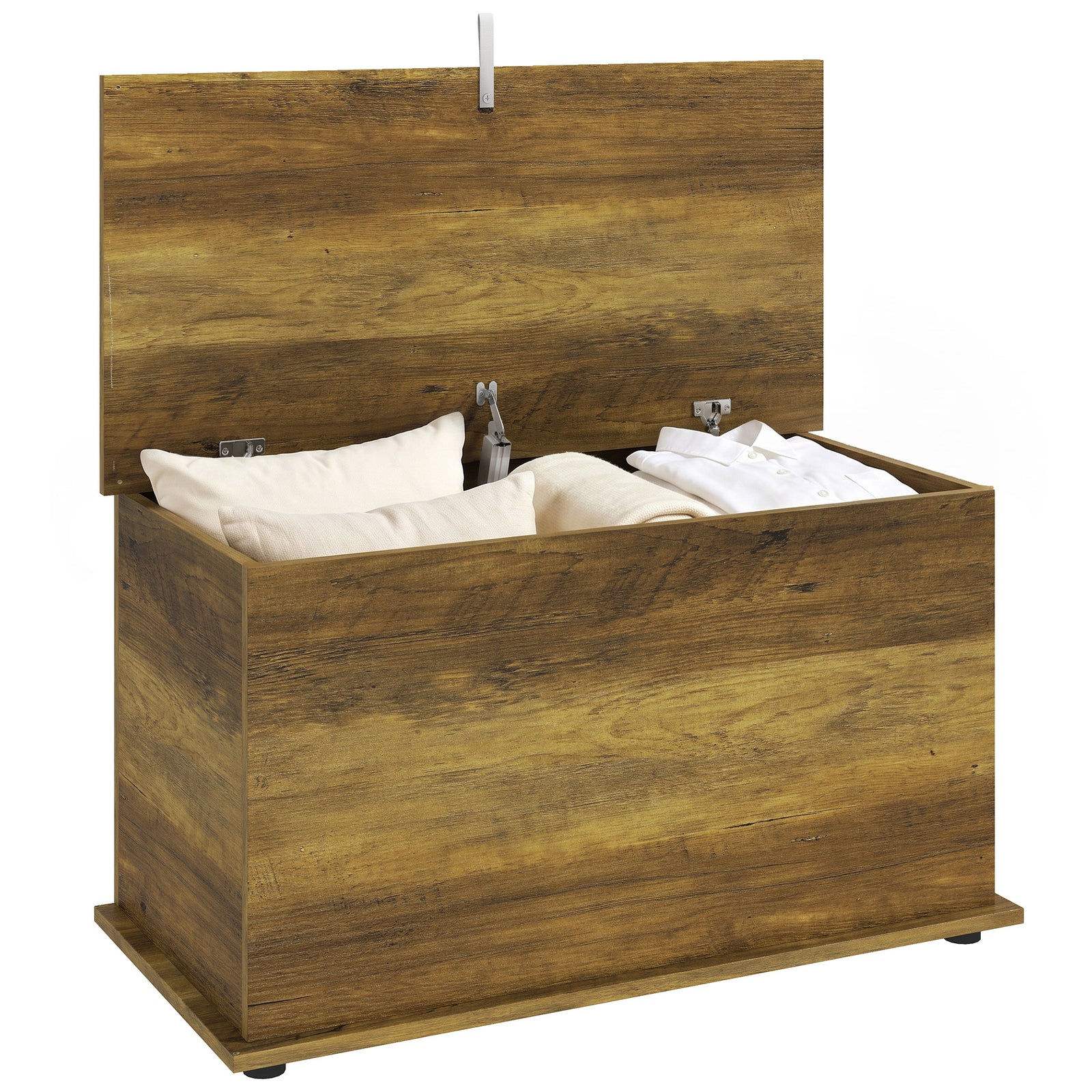 Storage Chest With Safety Hinged Lid, 102l Storage Box | Brown