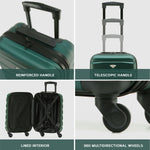 Set Of 3 Hard Shell Suitcase Cabin & Check In Cases With Tsa Lock - Overhead Cabin With Medium & Large Check-in Bag | Set of 3 | Forest Green