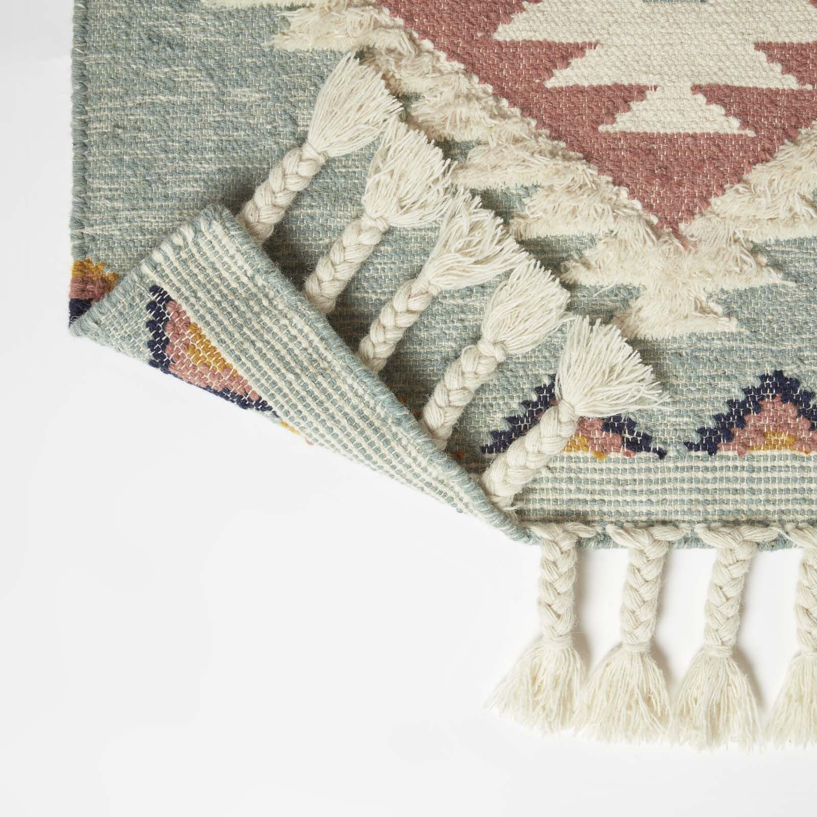 Tenali Blue Kilim Wool Rug | 150cm x 220cm | Blue
