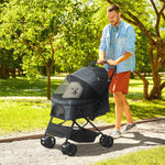 Pet Stroller Dog Foldable Travel Carriage With Reversible Handle | Gray
