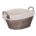 Wicker Small Wash Basket With White Cotton Lining