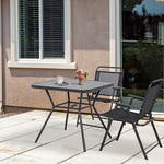 Outdoor Garden Table W/ Faux-marbled Top, Umbrella Hole