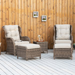 Outsunny 5 Pcs Deluxe Garden Rattan Furniture Sofa Chair & Stool Table Set