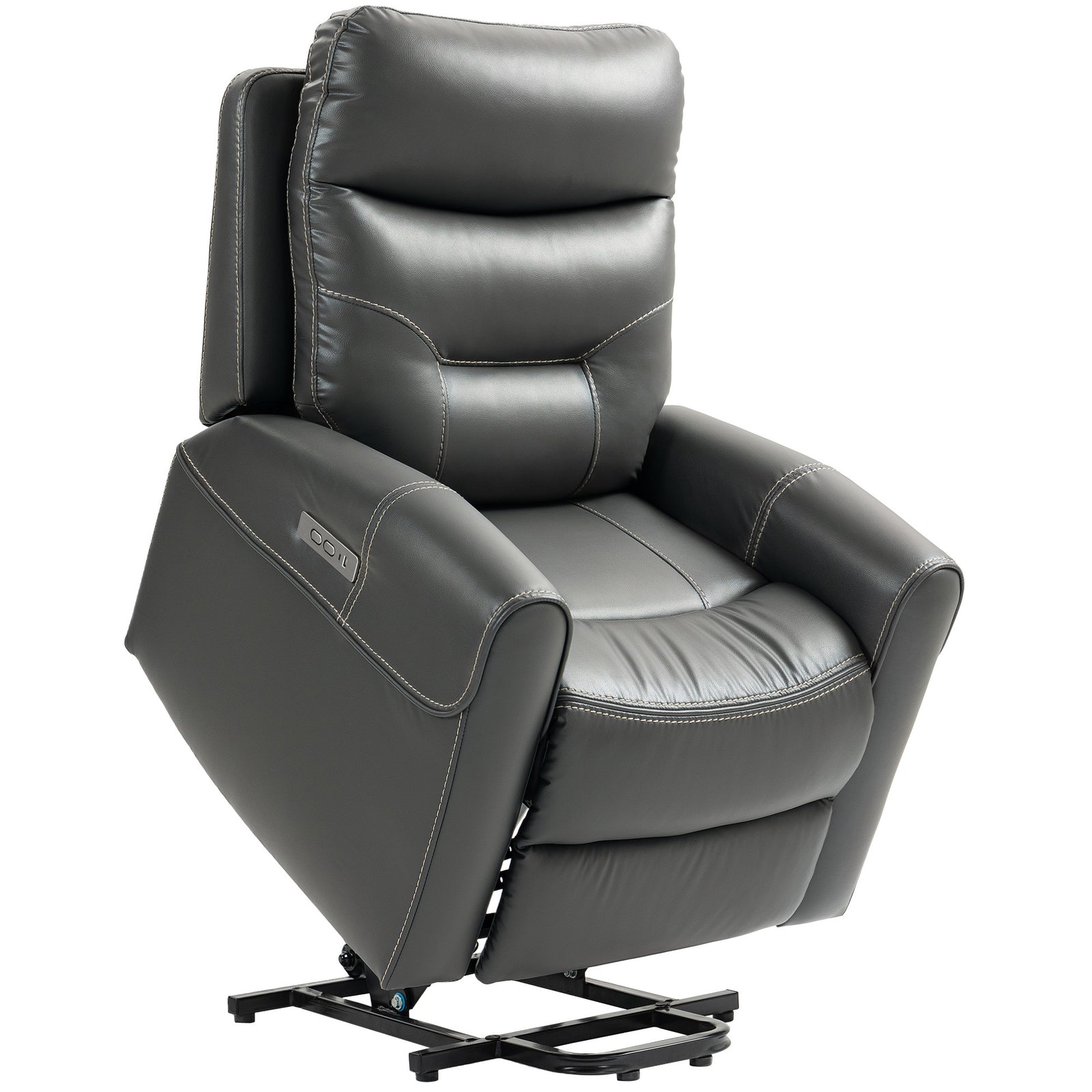 Overstuffed Riser And Reclining Chair With Usb Ports, Remote | One Size | Charcoal Grey