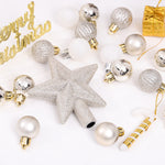 30 Pieces Shatterproof Christmas Tree Ornament Set Xmas Bauble And Snowflake Tree Topper