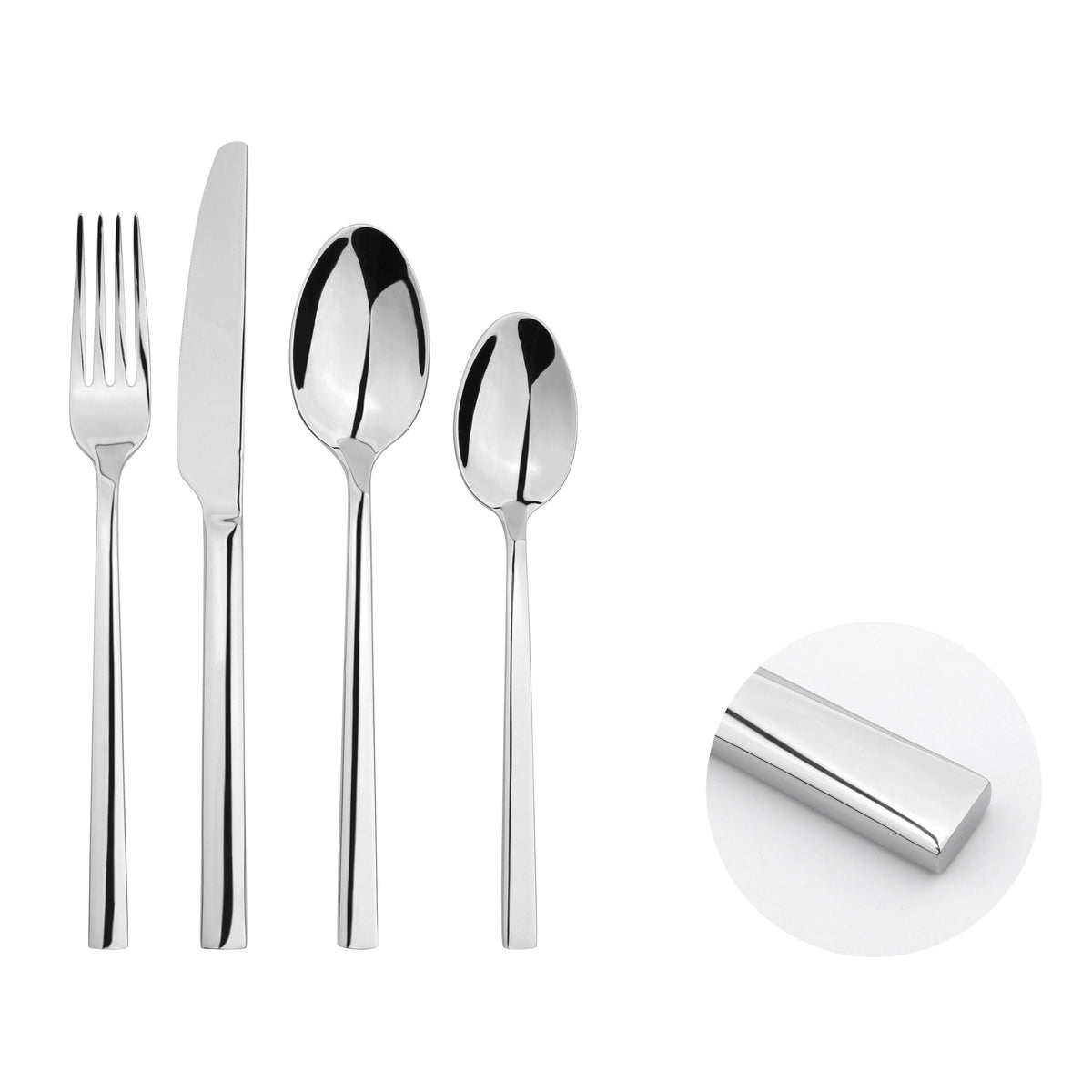 Cutlery Sets Stainless Steel 18/8 Forks Spoons Catering Flat | Set of 4 | Silver