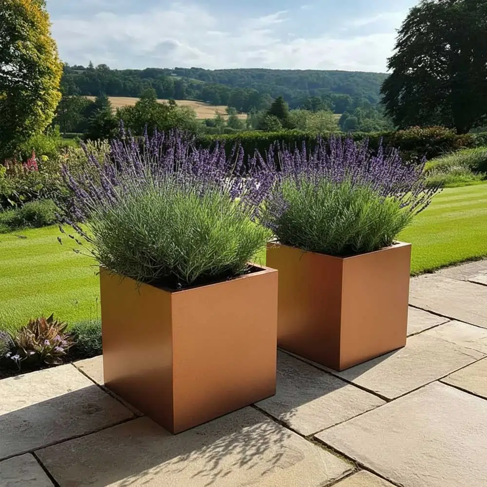 Zinc Galvanised Square Planter | 30cm x 30cm x 30cm | Copper