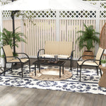 4pcs Patio Furniture Set Garden Sofa Glass Top Coffee Table | Beige
