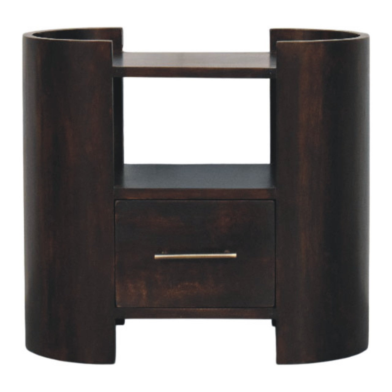 Valencia Bedside Table, 1 Drawer, 2 Open Shelves, Dark Brown | Brown