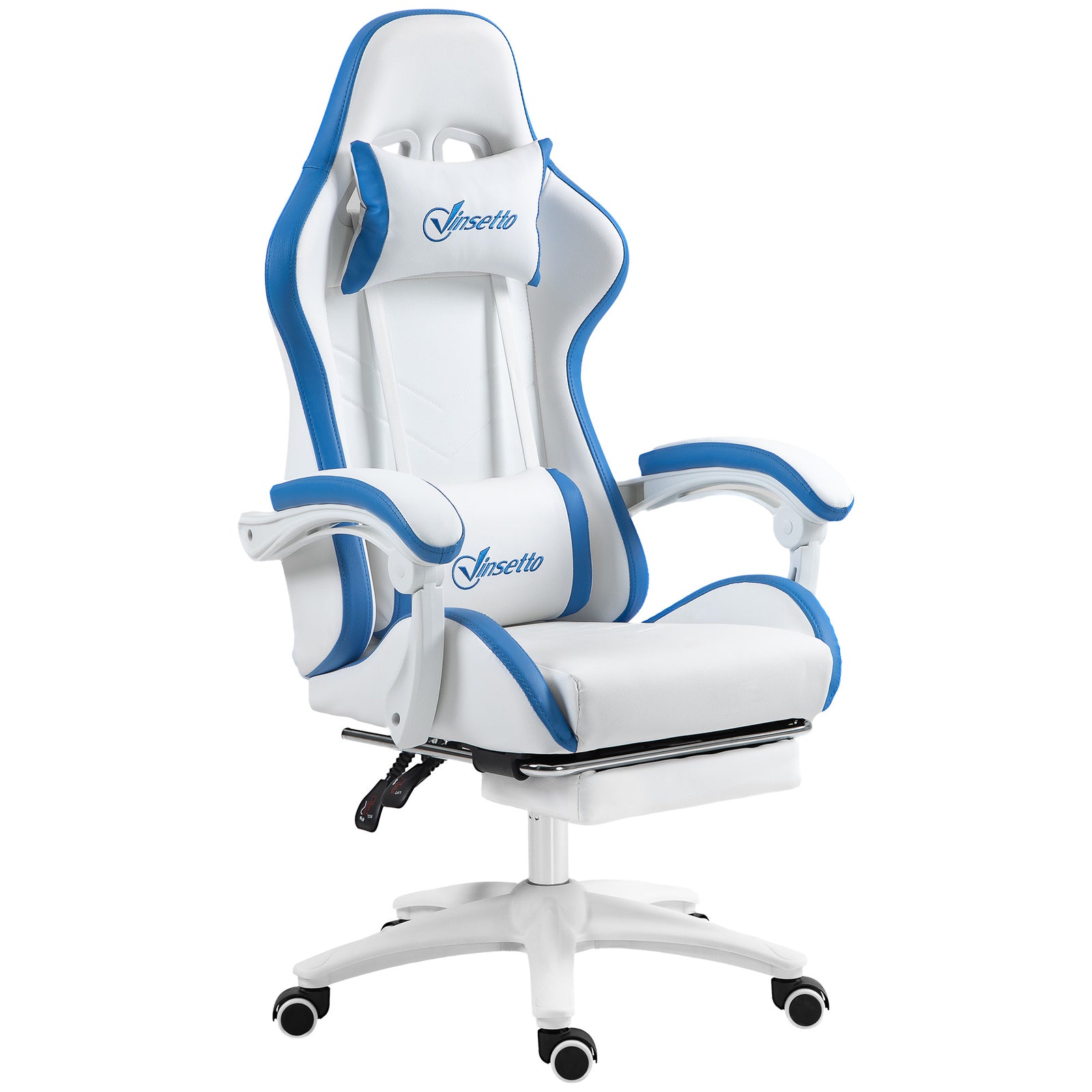Reclining Pu Gaming Chair W/ Headrest | Blue