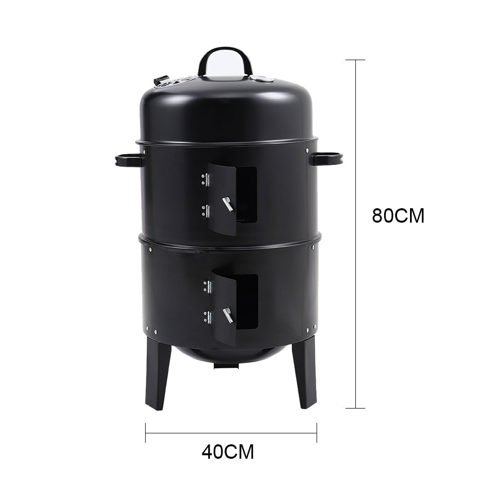 3-in-1 Portable Outdoor Charcoal Bbq Grill Smoker