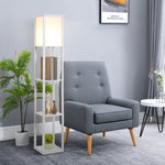Floor Lamp Reading Lamp With 3-tier Storage Shelf Acrylic | One Size | White