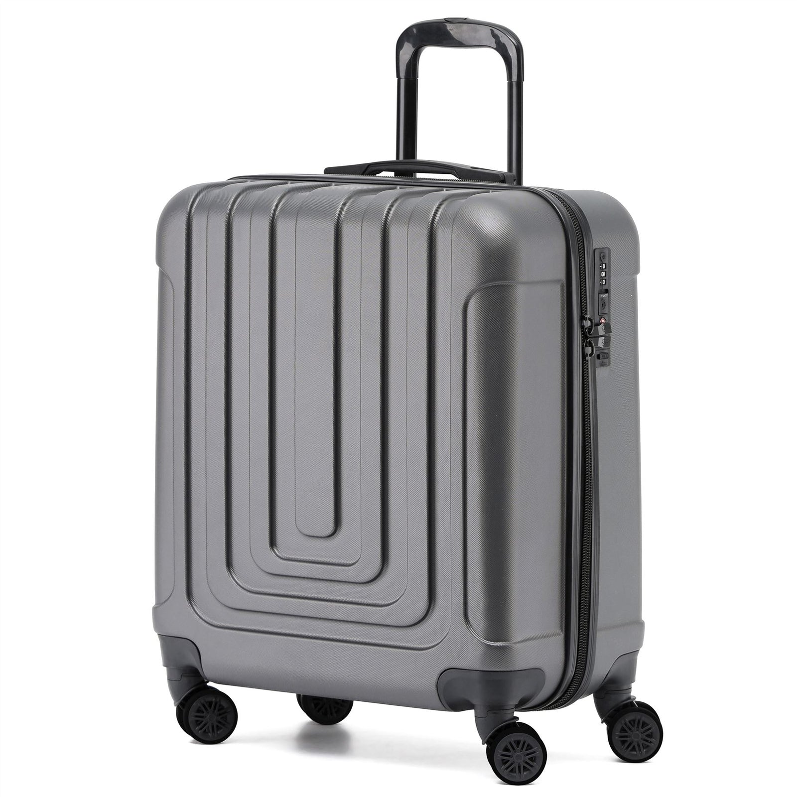 56x45x25cm Large Cabin Carry On Case - Overhead Luggage Suitcase - 4 Spinner Wheels - Abs Hard Shell Cabin Bag | Cabin | Anthracite
