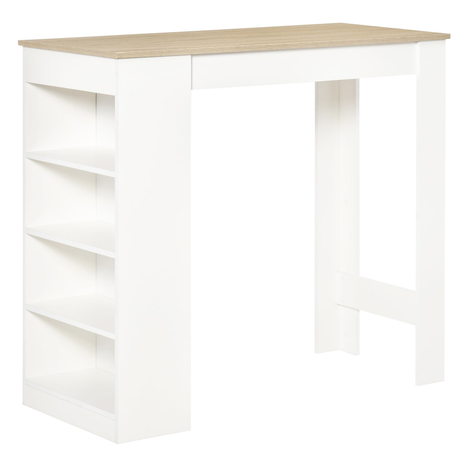 Table Kitchen Dining Table W/ 3-tier Storage Shelf | Beige