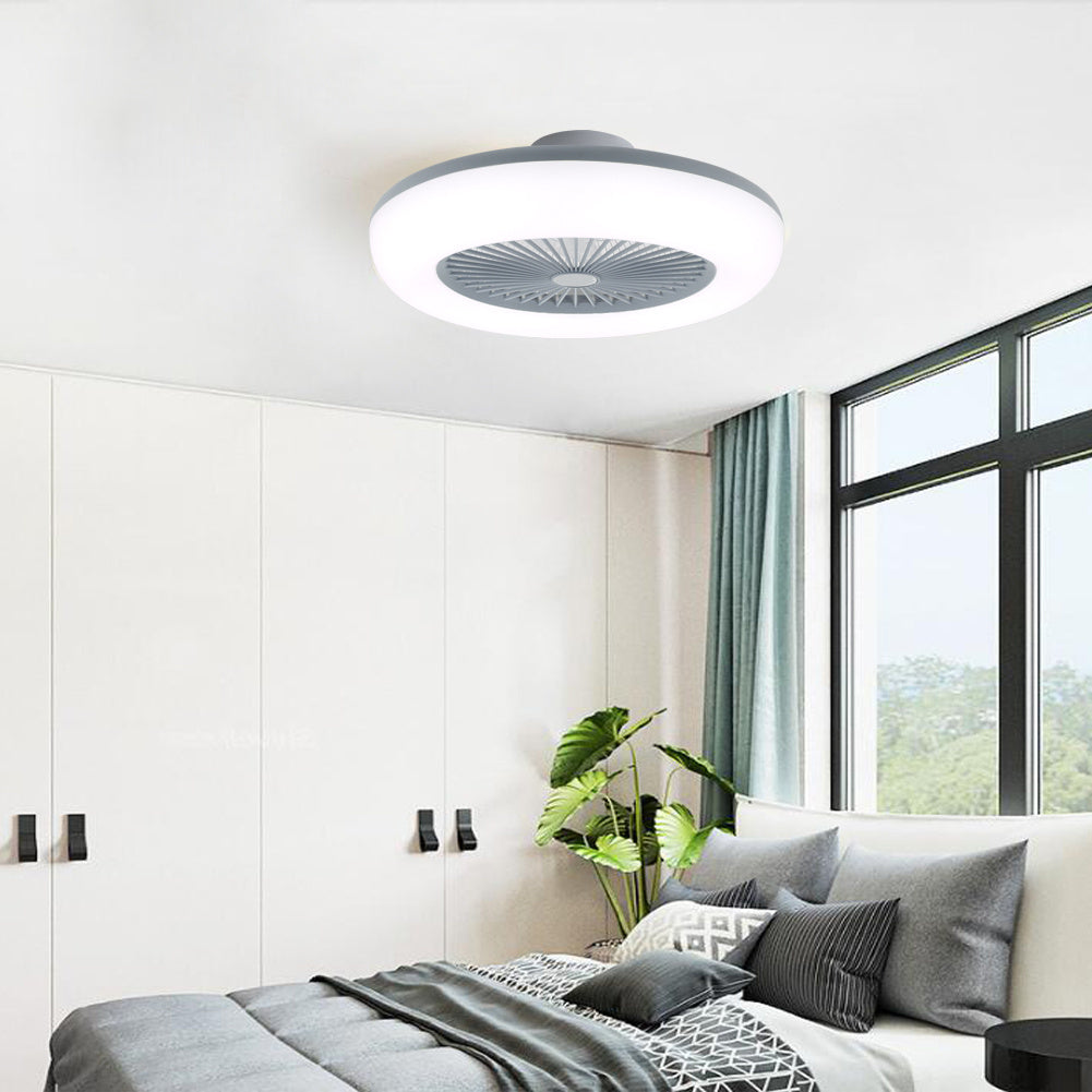 55cm Ceiling Fan With 5 Acrylic Blades & Dimmable Led Light Adjustable Speed Quiet Fan With Remote Control | Grey