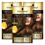 Schwarzkopf Oleo Intense 4-60 Gold Brown No Ammonia Permanent Oil Colour 3 Pack