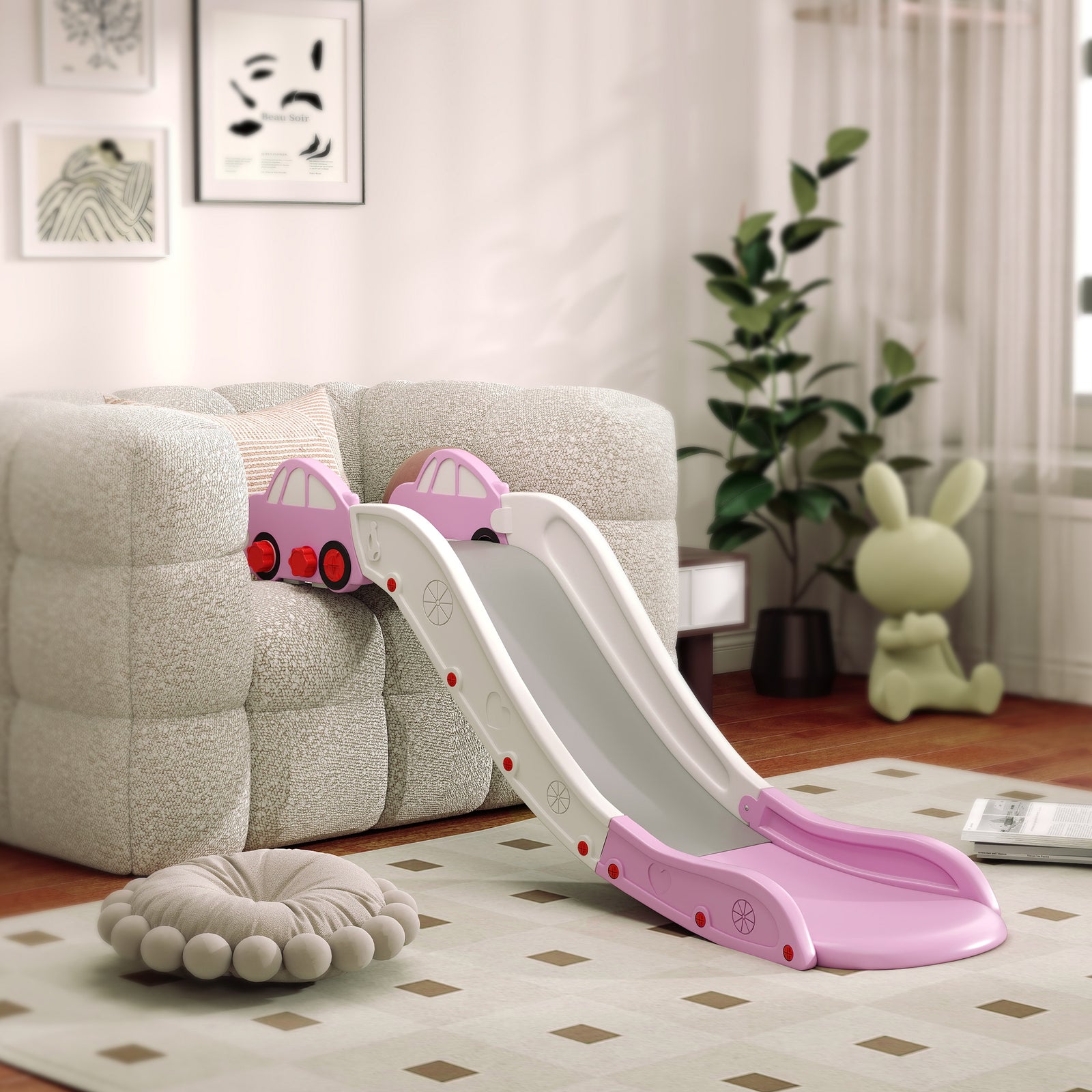 Kids Slide For Bed, Sofa, Easy To Assemble | Pink