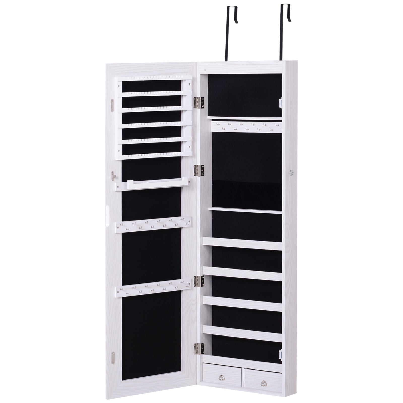 Hanging Mirrored Jewel Storage Cabinet Organiser Lockable