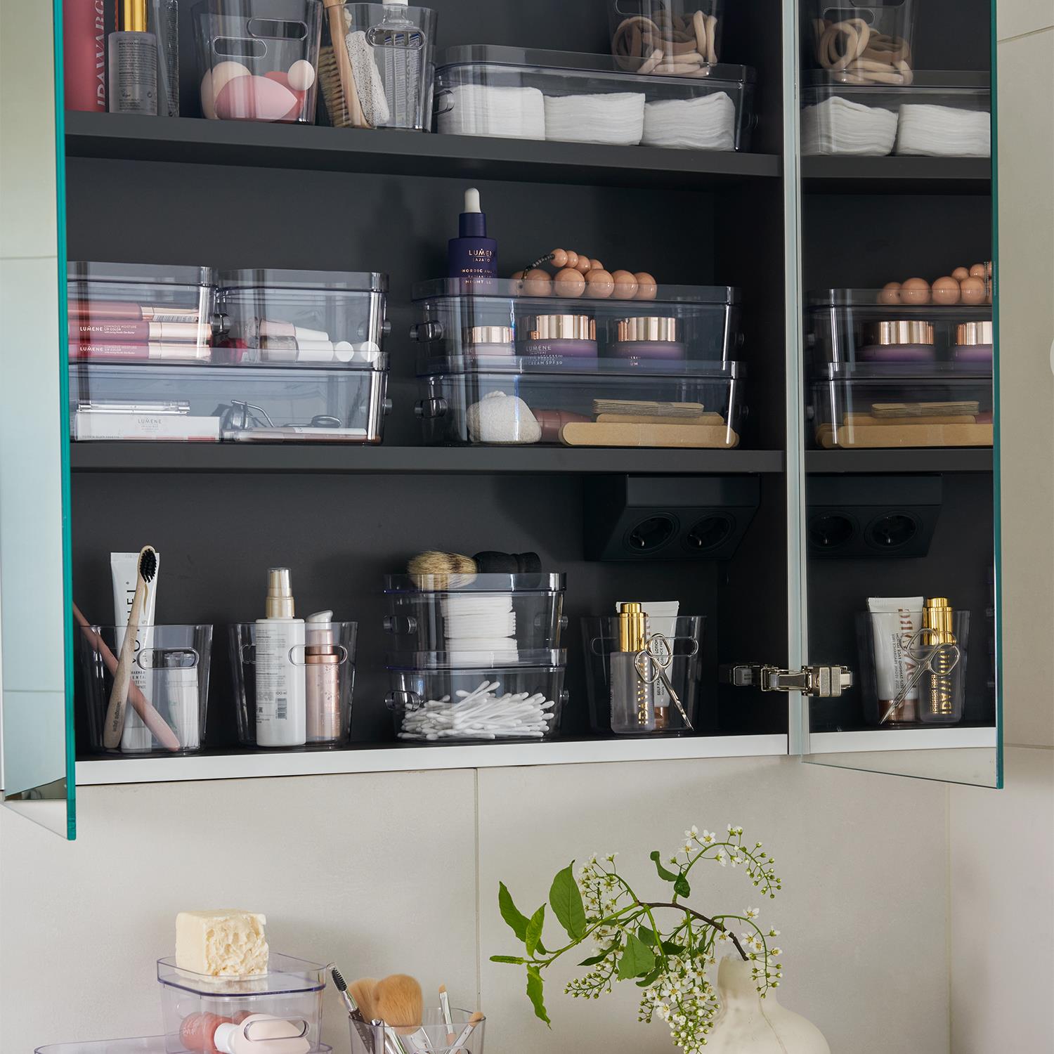 Compact Clear Modular Storage Bin Container For Kitchen, S