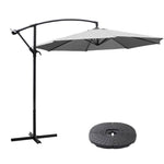 Outdoor 3m Cantilever Garden Parasol With Cross And Fillable Base | One Size | Light Grey