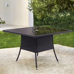 Square Garden Wicker Tempered Glass Table With Parasol Hole - 105cm X 72cm H | One Size | Black