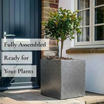 Zinc Galvanised Square Planter | 50cm x 50cm x 50cm | Silver Black