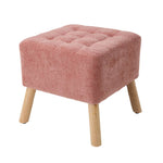 Tufted Upholstered Footstool With Wooden Legs, Modern Accent Ottoman | Pink