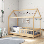 House-shaped Kids Bed Frame With Guard Rails For Boys Girls | Yellow