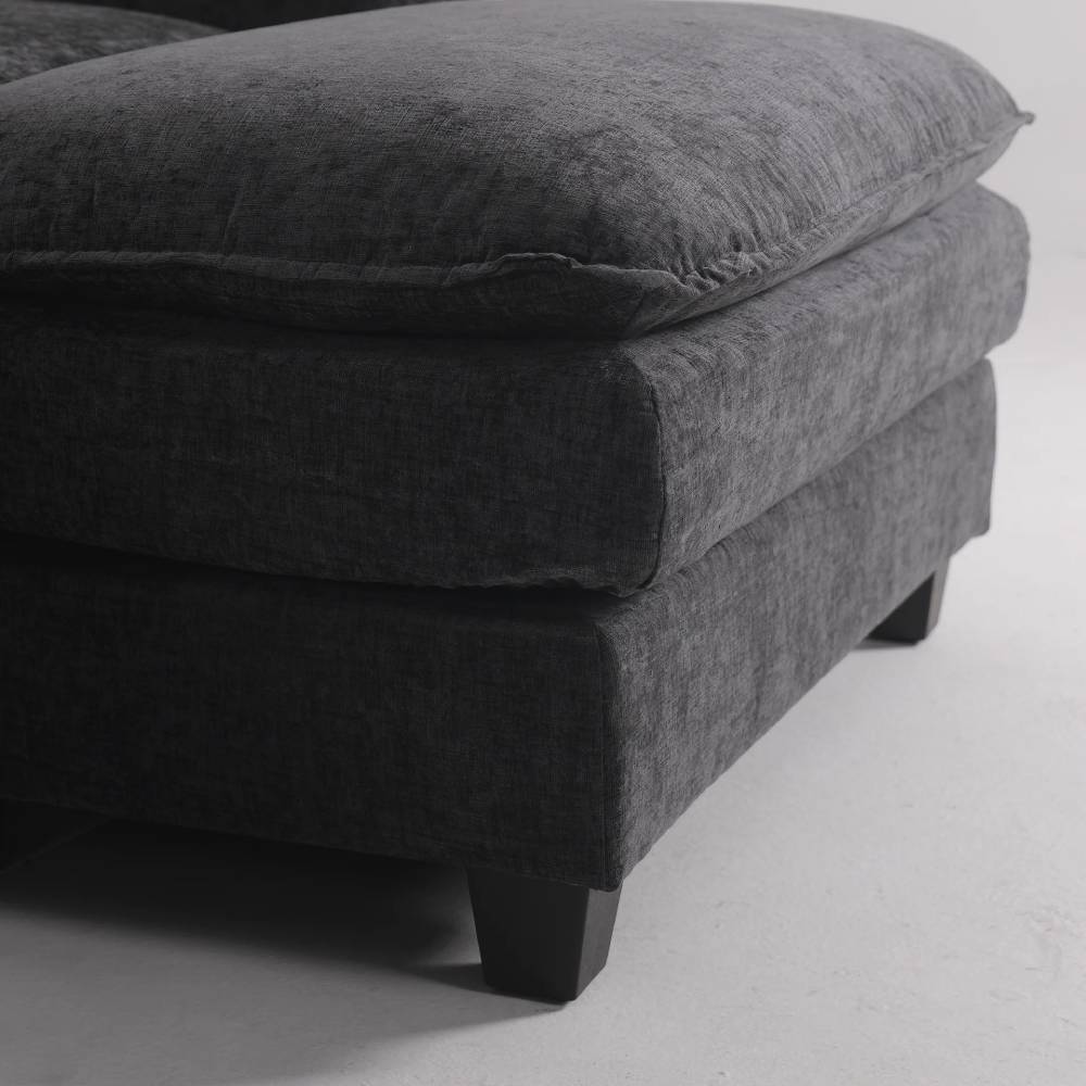 Modular Sofa Set With Chenille Upholstery And Wooden Frame | Dark Grey