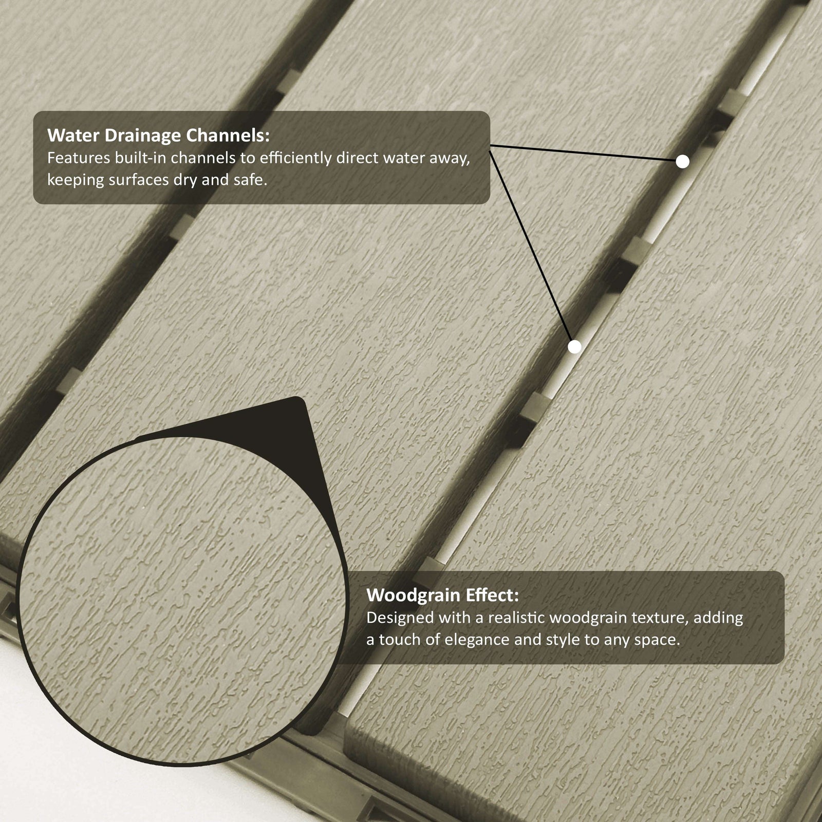 Polydeck Pvc Interlocking Decking Tiles | Set-of-12 | Beige
