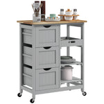 HOMCOM Rolling Kitchen Island Cart, Bar Serving Cart On Wheels Grey