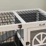Rabbit Hutch Guinea Pig Cage W/ Removable Tray, Openable Roof, Grey