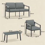 4 Seater Aluminium Garden Furniture Set, Outdoor Patio Furniture