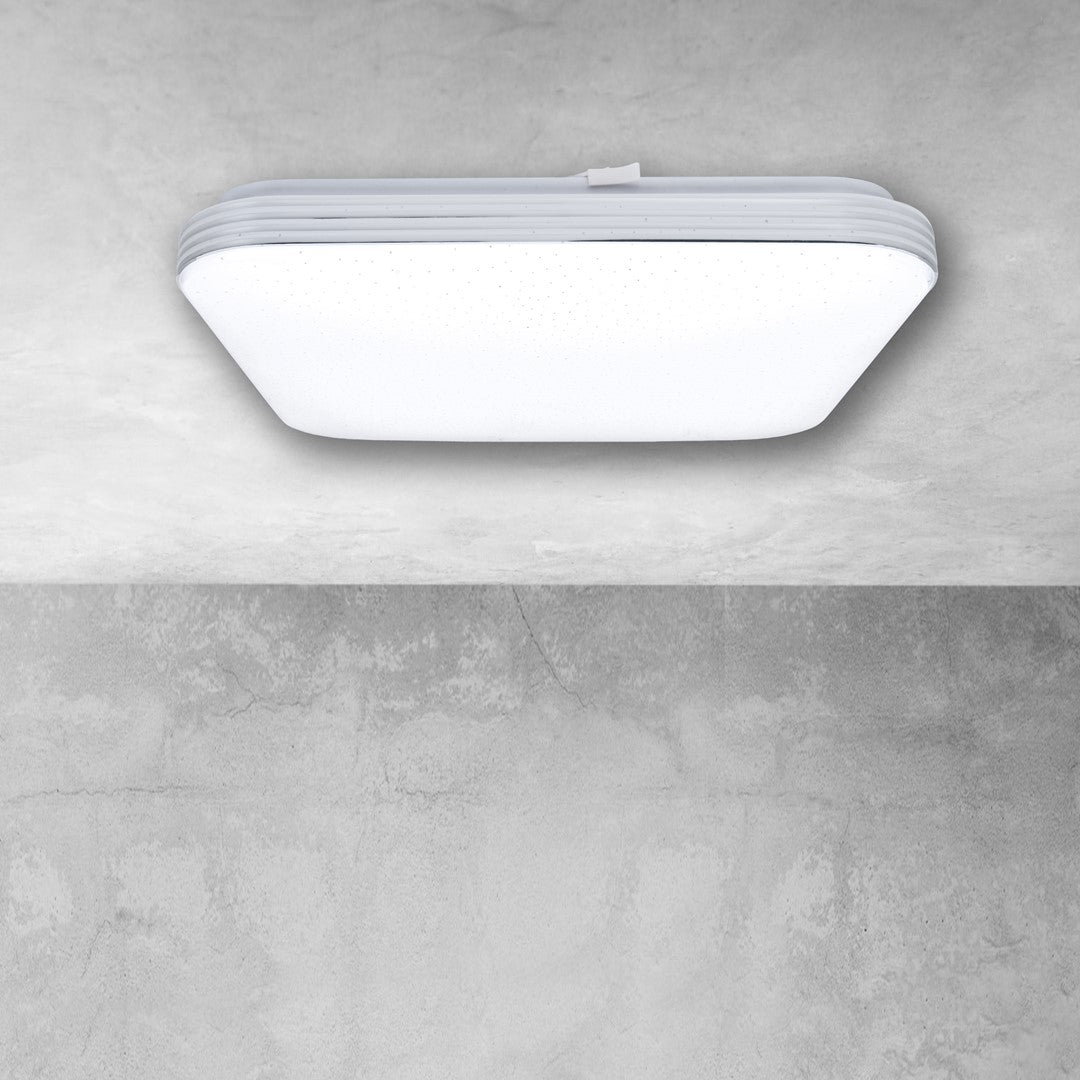 Palermo Modern White Led Ceiling Lamp Included Remote With Adjustable Brightness And Colour Temperature | 33cm | White