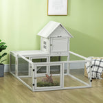 5ft Rabbit Hutch With Run Wooden Large Guinea Pig Cage For Indoor, Grey