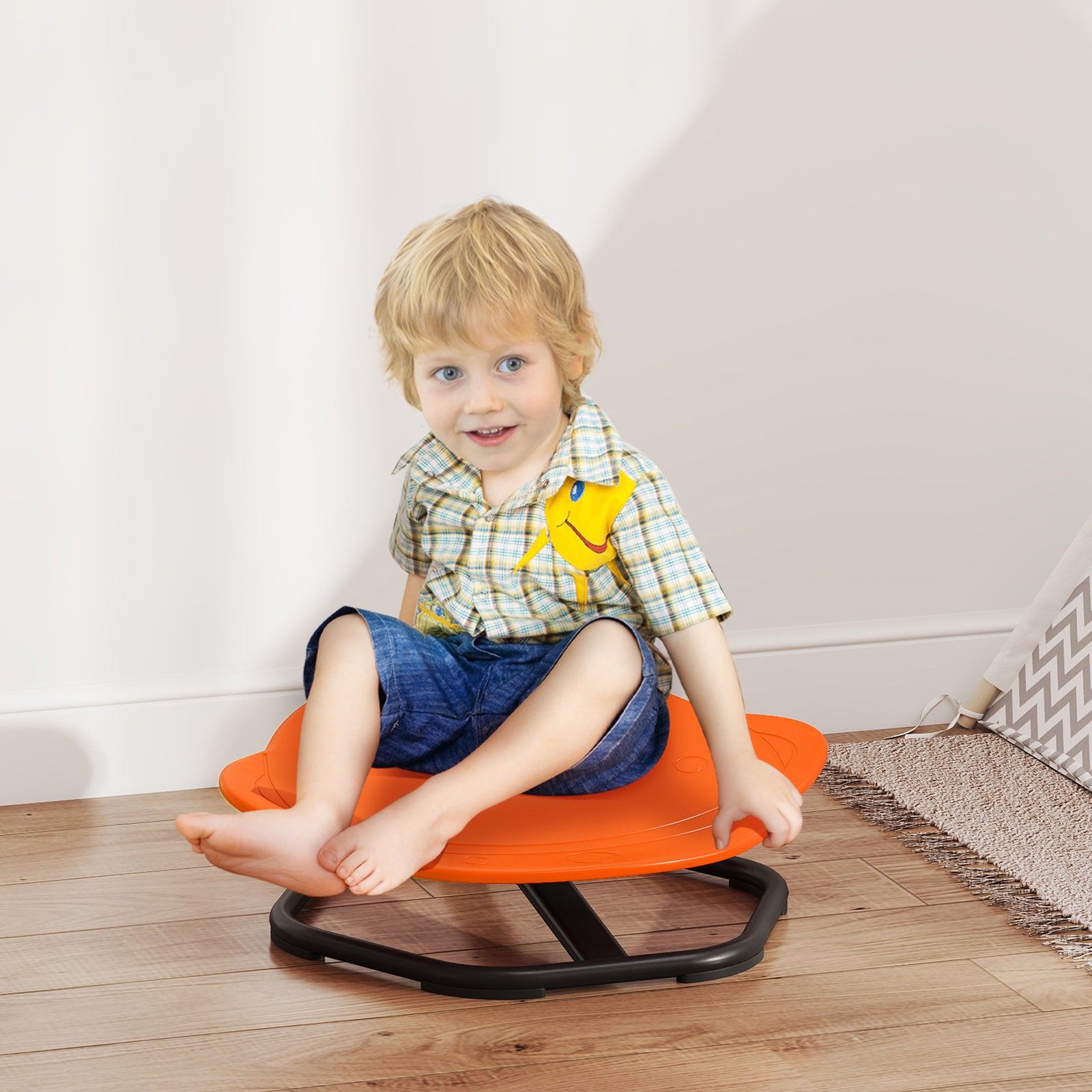 Planet-shaped Kids Swivel Chair, Sensory Spinning Chair | Orange