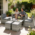 6 Piece Rattan Garden Furniture Set, Nesting Patio Conversation Set