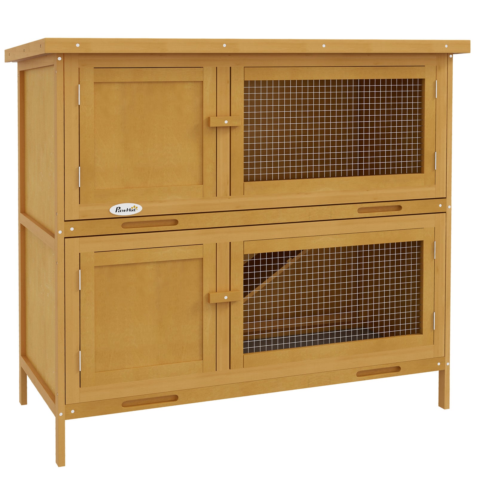 Double Decker Rabbit Hutch Bunny Cage Pet House Outdoor W/ Tray | Yellow