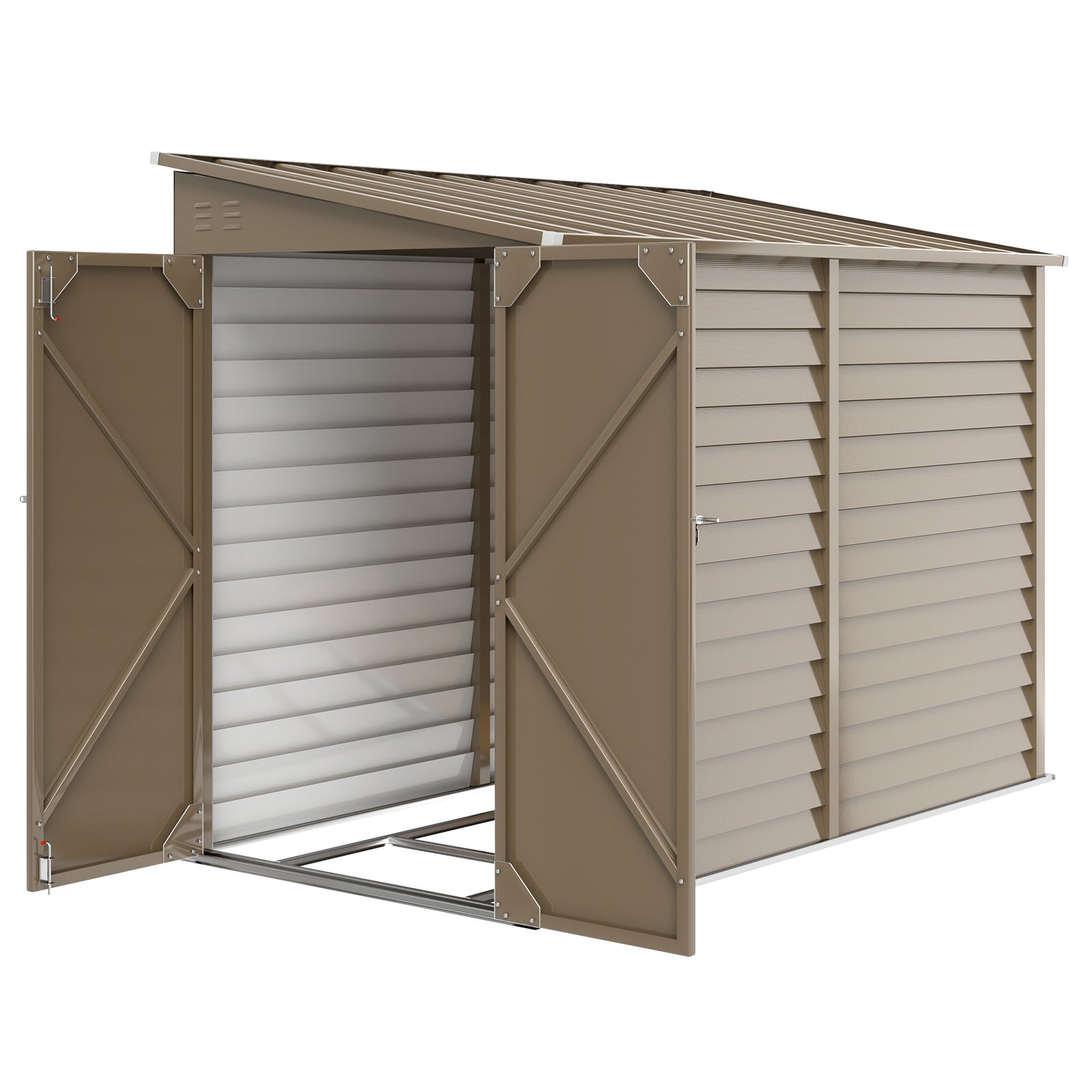 5 X 9ft Galvanised Metal Garden Shed With Foundation Kit | Brown
