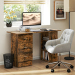 120cm Computer Desk, Study Table With 3 Shelf & Drawers | Brown