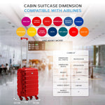 55x35x20cm Cabin Carry On Suitcase Hard Shell Overhead Luggage 100+ Airlines Approved | Cabin | Red