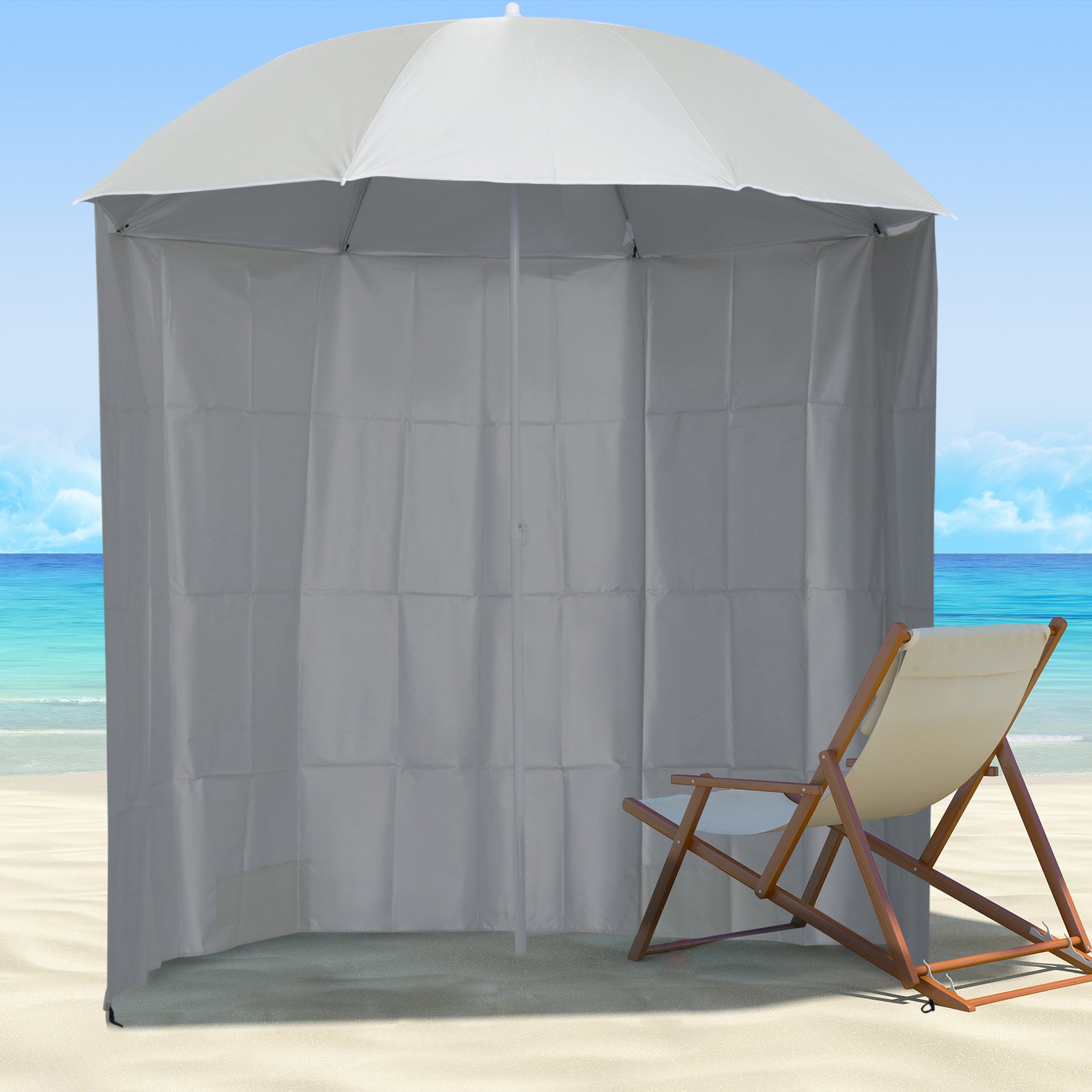 Fishing Umbrella With Side Canopy | White